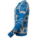 Detroit Lions Forever Collectibles suéter feo con parches de punto azul claro y gris - Sporting Up