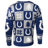 Indianapolis Colts Forever Collectibles Pull laid avec patchs en tricot bleu et gris - Sporting Up