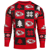 Kansas City Chiefs Forever Collectibles Red & Black Knit Patches Ugly Sweater - Sporting Up