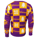 Minnesota Vikings Forever Collectibles suéter feo con parches de punto morado y amarillo - Sporting Up