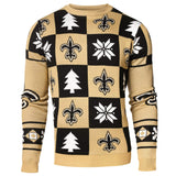 New Orleans Saints Forever Collectibles Black & Gold Knit Patches Ugly Sweater - Sporting Up