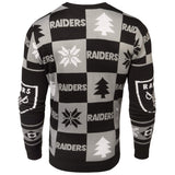 Las Vegas Raiders NFL Forever Collectibles Hässlicher Pullover mit schwarzen und grauen Strickaufnähern – sportlich