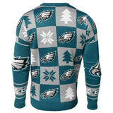 Philadelphia Eagles NFL FC Hässlicher Pullover mit mitternachtsgrünen und grauen Strickaufnähern – sportlich