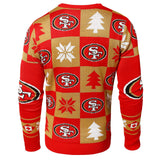 San Francisco 49ers NFL Forever Collectibles Red Gold Knit Patches Ugly Sweater - Sporting Up