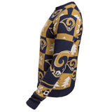 Los Angeles LA Rams Forever Collectibles Navy & Gold Knit Patches Ugly Sweater - Sporting Up