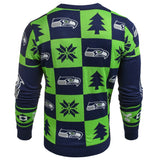 Seattle Seahawks NFL Forever Collectibles Navy & Green Knit Patches Ugly Sweater - Sporting Up