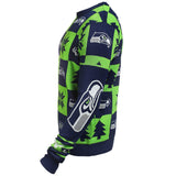 Seattle seahawks nfl forever Collectibles suéter feo con parches de punto azul marino y verde - sporting up