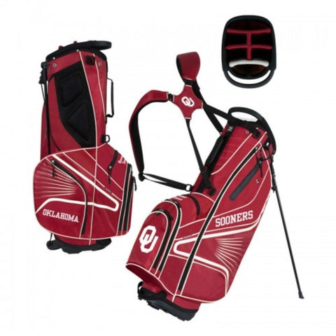 Shop Oklahoma Sooners WinCraft "Grid Iron III" 6-Way Stand Golf Bag - Sporting Up