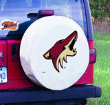 Housse de pneu de voiture de secours en vinyle blanc hbs des coyotes de l'Arizona - Sporting up