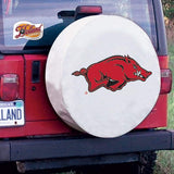 Arkansas Razorbacks HBS White Vinyl Fitted Spare Car Tire Cover - Sporting Up