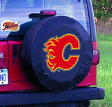 Calgary Flames HBS Ersatzreifenabdeckung aus schwarzem Vinyl – sportlich