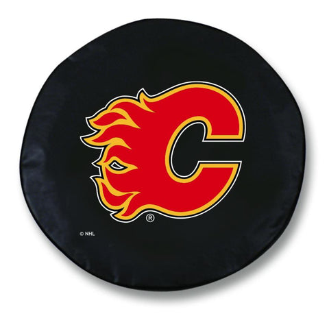 Calgary Flames HBS Ersatzreifenabdeckung aus schwarzem Vinyl – sportlich