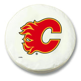 Calgary Flames HBS Ersatzreifenabdeckung aus weißem Vinyl – sportlich