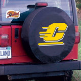 Central michigan chippewas hbs cubierta de neumático de automóvil equipada con vinilo negro - sporting up