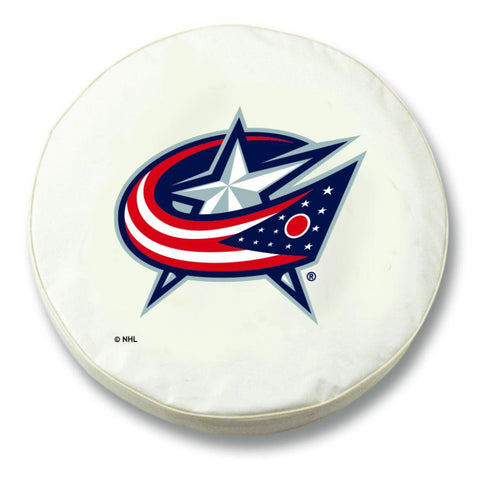 Columbus Blue Jackets HBS White Vinyl Fitted Car Tire Cover - Sporting Up