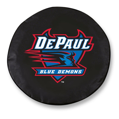 Depaul Blue Demons HBS Ersatzreifenabdeckung aus schwarzem Vinyl – sportlich