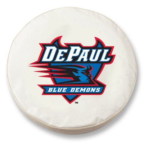 Depaul Blue Demons HBS Ersatzreifenabdeckung aus weißem Vinyl – sportlich