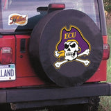 Housse de pneu de voiture équipée en vinyle noir hbs des pirates de la Caroline de l'Est - Sporting up