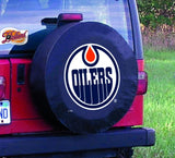 Housse de pneu de voiture de secours équipée en vinyle noir hbs des Oilers d'Edmonton - Sporting Up