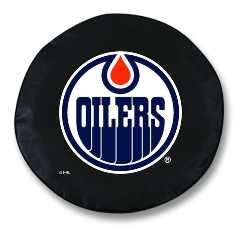 Edmonton oilers hbs cubierta de neumático de repuesto instalada en vinilo negro - sporting up