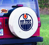 Edmonton oilers hbs cubierta de neumático de repuesto instalada en vinilo blanco - sporting up