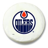 Housse de pneu de voiture de secours équipée en vinyle blanc hbs des Oilers d'Edmonton - Sporting Up