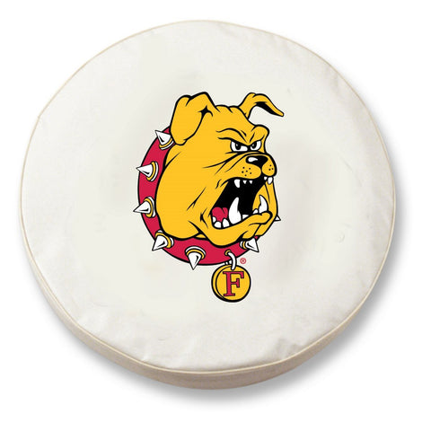 Shop Ferris State Bulldogs HBS White Vinyl Fitted Car Tire Cover - Sporting Up