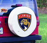 Housse de pneu de voiture de secours équipée en vinyle blanc hbs des Panthers de la Floride - Sporting up