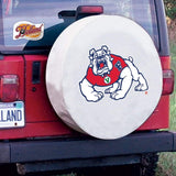 Housse de pneu de voiture équipée en vinyle blanc HBs des Bulldogs de l'État de Fresno - Sporting Up