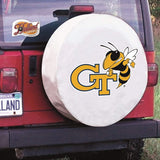 Georgia tech chaquetas amarillas hbs cubierta de neumático de automóvil equipada en blanco - sporting up