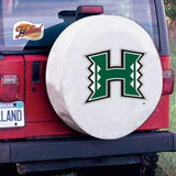 Hawaii Warriors HBS White Vinyl Fitted Spare Car Tire Cover - Sporting Up