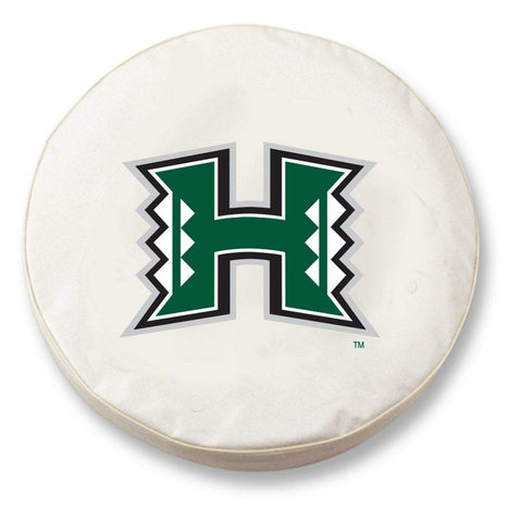 Hawaii Warriors HBS White Vinyl Fitted Spare Car Tire Cover - Sporting Up