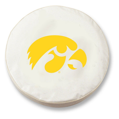 Iowa Hawkeyes HBS White Vinyl Fitted Spare Car Tire Cover - Sporting Up