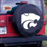 Housse de pneu de voiture équipée en vinyle noir hbs des Wildcats de l'État du Kansas - faire du sport