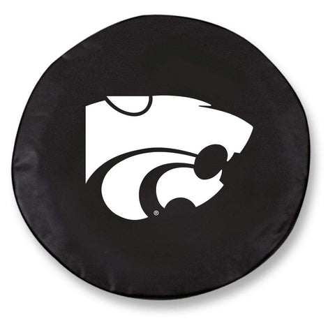Housse de pneu de voiture équipée en vinyle noir hbs des Wildcats de l'État du Kansas - faire du sport