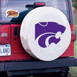 Housse de pneu de voiture équipée en vinyle blanc hbs des Wildcats de l'État du Kansas - faire du sport