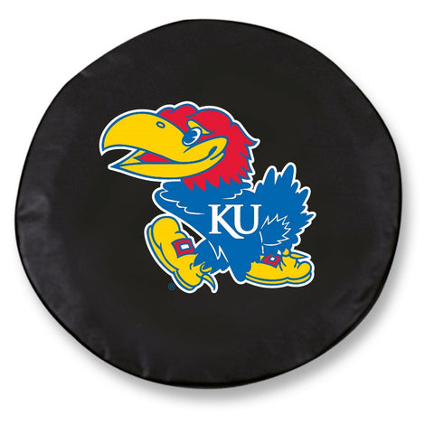 Kansas Jayhawks HBS Black Vinyl Fitted Spare Car Tire Cover - Sporting Up