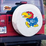 Kansas Jayhawks HBS White Vinyl Fitted Spare Car Tire Cover - Sporting Up