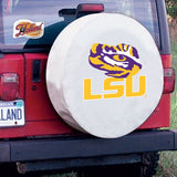 LSU Tigers HBS White Vinyl Fitted Spare Car Tire Cover - Sporting Up