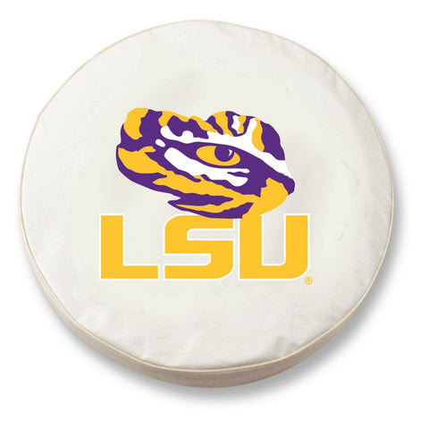 LSU Tigers HBS White Vinyl Fitted Spare Car Tire Cover - Sporting Up