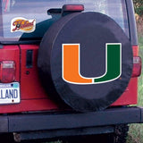 Miami Hurricanes HBS Black Vinyl Fitted Spare Car Tire Cover - Sporting Up