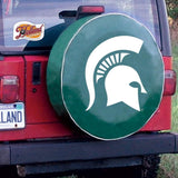 Housse de pneu de voiture équipée en vinyle vert hbs des Spartans de l'État du Michigan - faire du sport