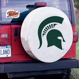 Michigan state spartans hbs cubierta de neumático de automóvil equipada con vinilo blanco - sporting up