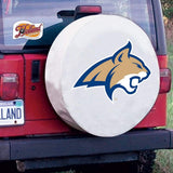 Housse de pneu de voiture équipée en vinyle blanc hbs des Bobcats de l'État du Montana - faire du sport