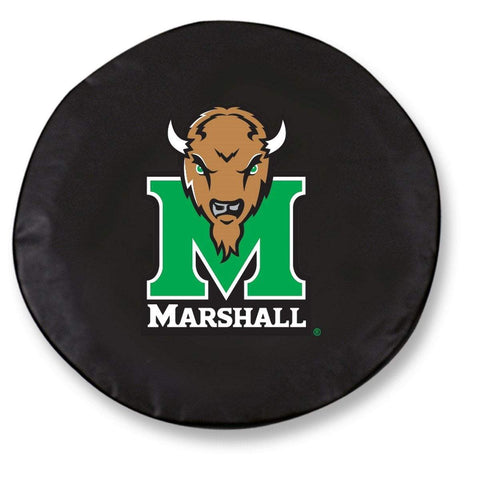 Marshall Thundering Herd HBS Black Vinyl Fitted Car Tire Cover - Sporting Up