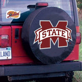Mississippi State Bulldogs HBS Black Vinyl Fitted Car Tire Cover - Sporting Up