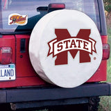 Mississippi State Bulldogs HBS White Vinyl Fitted Car Tire Cover - Sporting Up