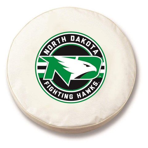 Shop North Dakota Fighting Hawks HBS White Fitted Car Tire Cover - Sporting Up