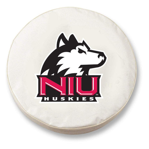 Achetez la housse de pneu de voiture équipée en vinyle blanc hbs des Huskies de l'Illinois du Nord - Sporting Up