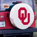 Oklahoma Sooners hbs cubierta de neumático de repuesto equipada con vinilo blanco - sporting up